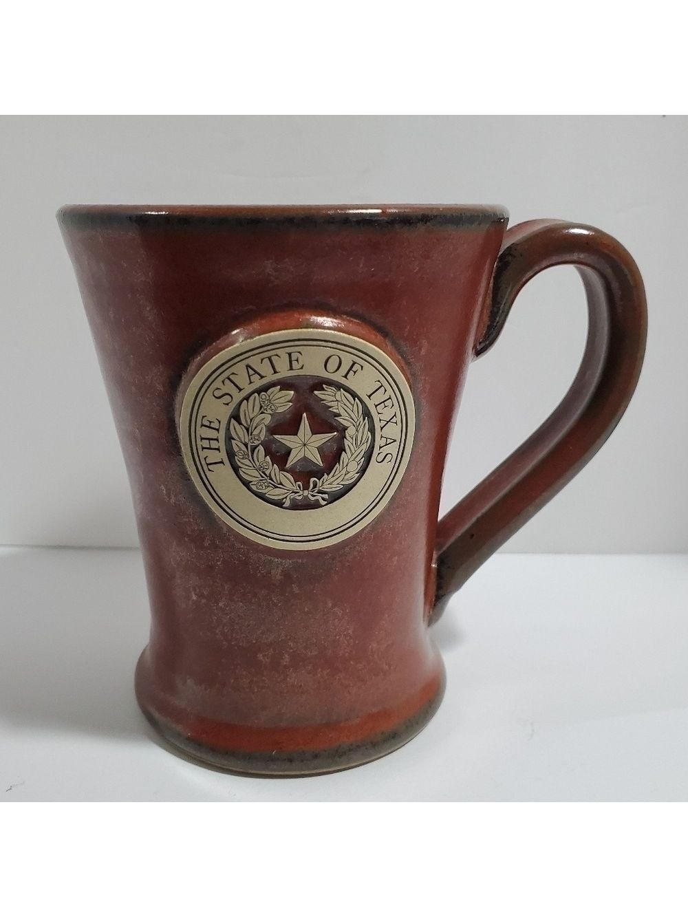 Sunset Hill Hand thrown Stoneware Texas Seal coffee mug Maroon